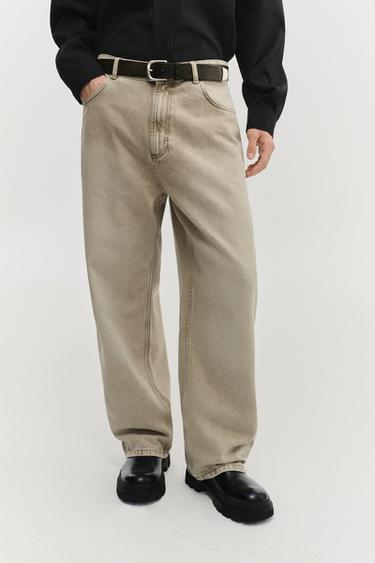 Zara BAGGY FIT 牛仔褲 - 米色