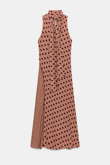 POLKA DOT MIDI DRESS WITH BOW - Toffee by Zara - Image 5