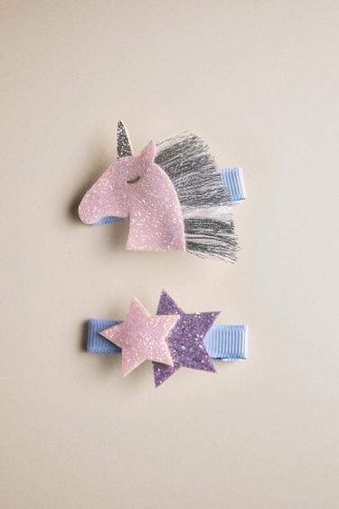 KINDER-HAARSPANGEN PONY & STERNE (2ER-SET) - Bunt von Zara
