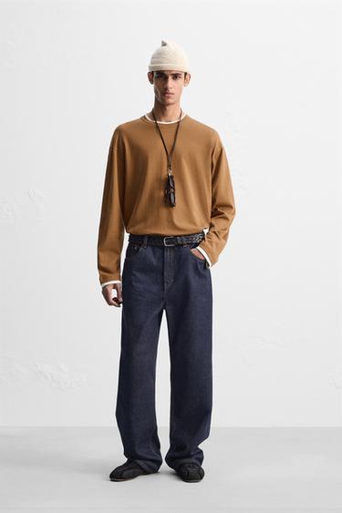 LIMITED EDITION CONTRAST NECK T-SHIRT - Terracotta by Zara