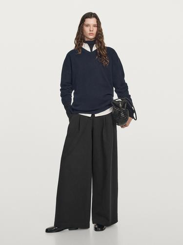 Zara Oversize V-neck knit sweater - Blue