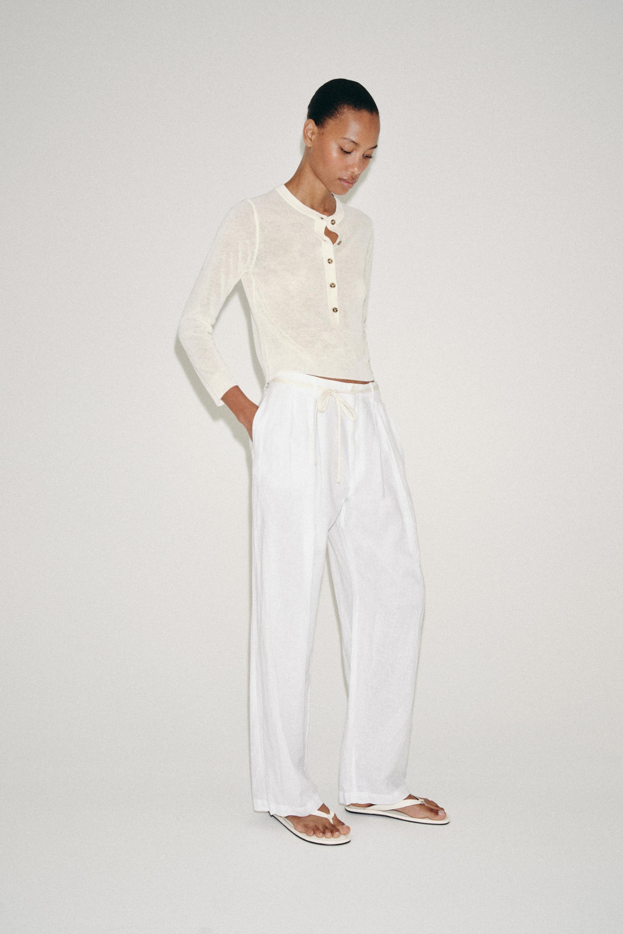 KNIT HENLEY JUMPER — Ecru