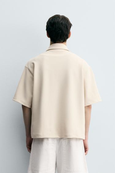 CHEMISE INTERLOCK STRUCTURÉE - Blanc cassé de Zara - Image 2
