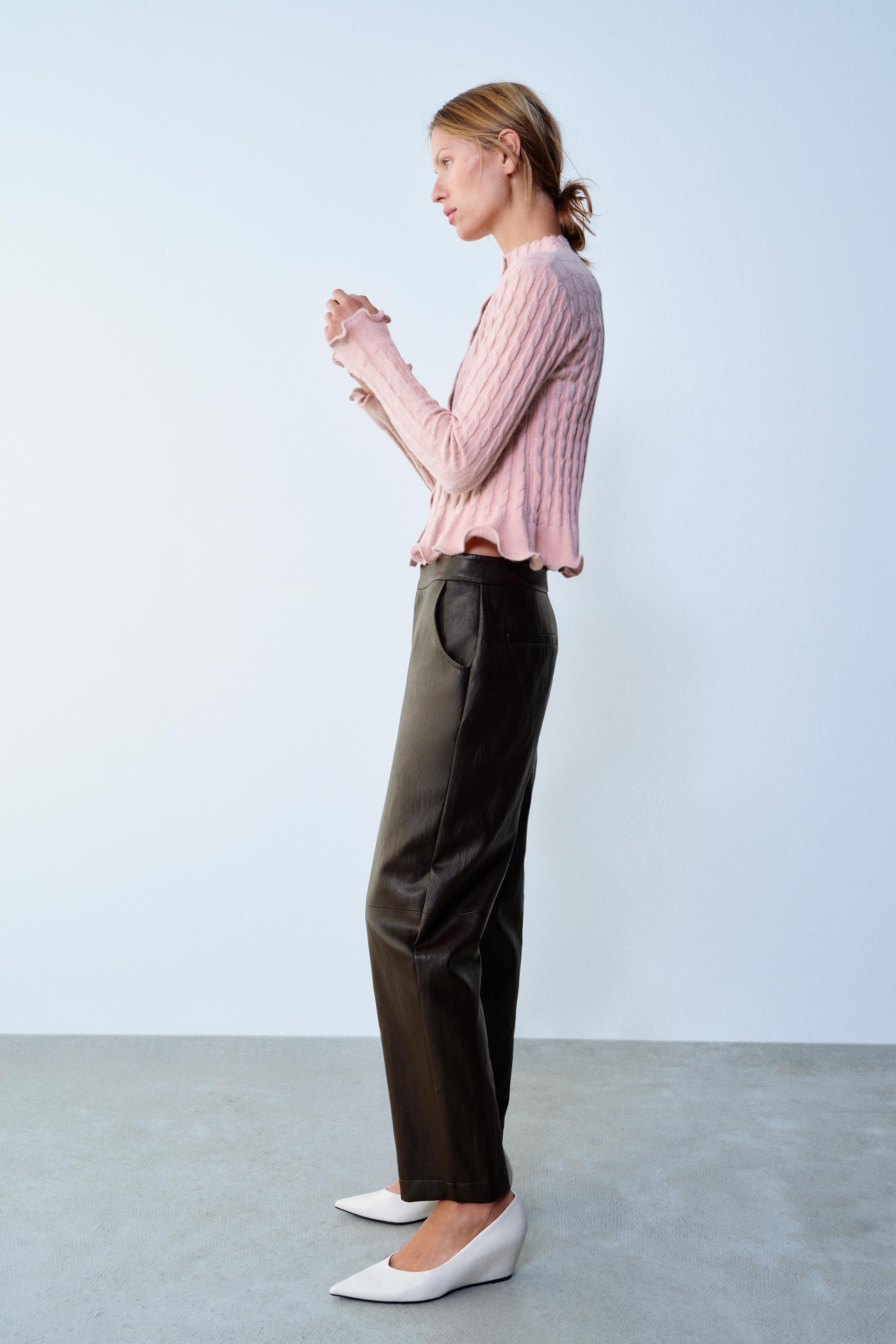 FAUX LEATHER TAILORED PANTS