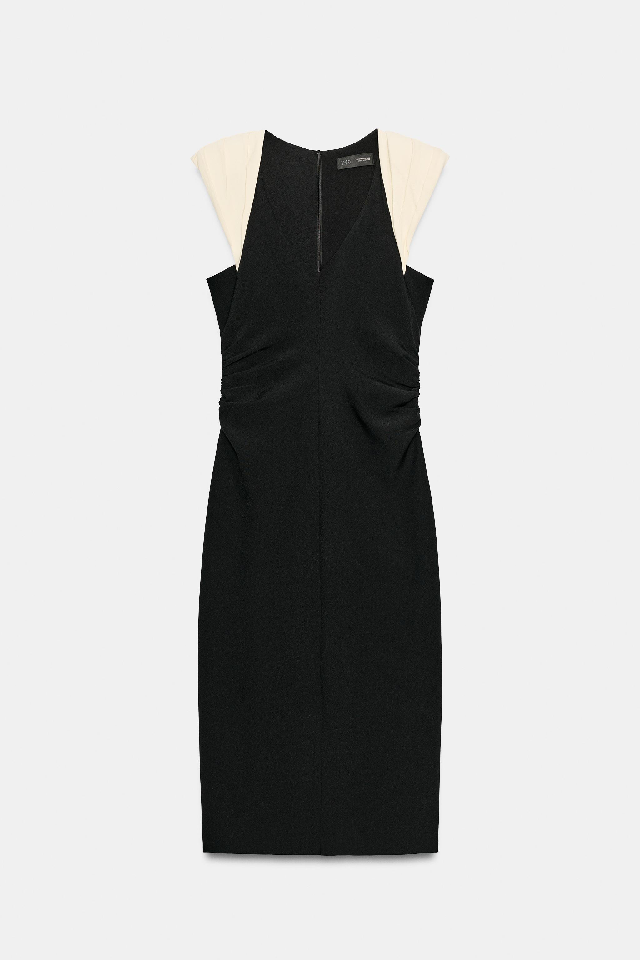 COMBINATION SHOULDER PAD MIDI DRESS