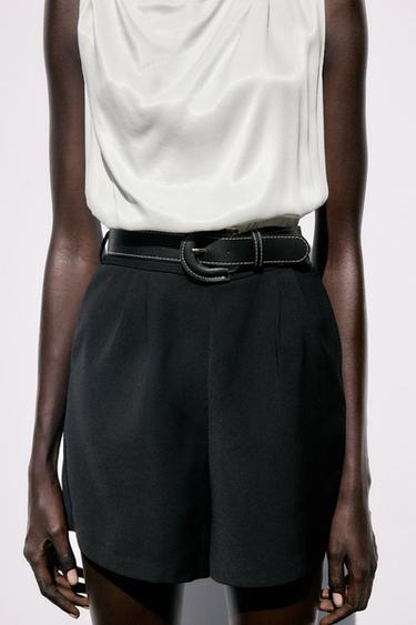 CONTRAST BELTED SHORTS JUMPSUIT - Black / White by Zara - Image 2
