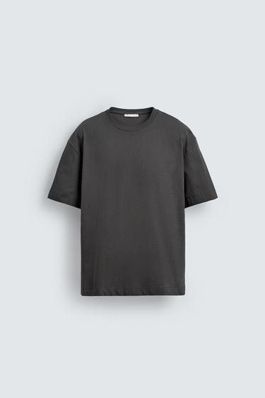 Zaras T-SHIRT HEAVYWEIGHT BAS /03 - Mörk antracit