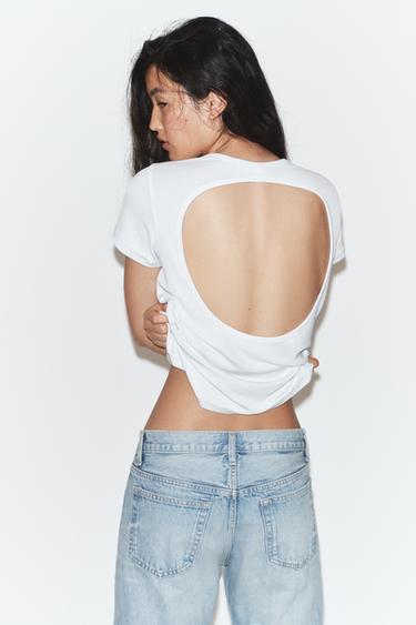 T-SHIRT WITH BACK VENT - White by Zara