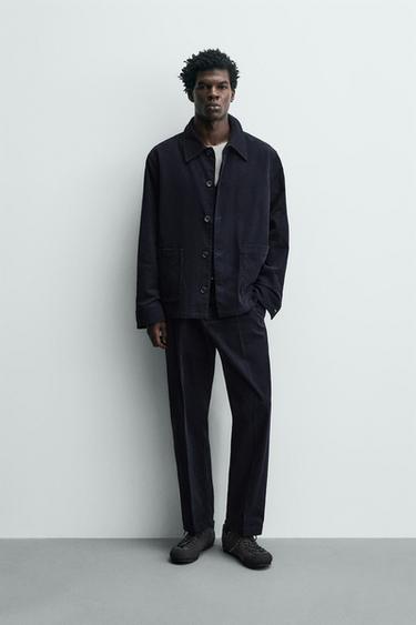 CORDUROY OVERSHIRT WITH POCKETS - Blue by Zara