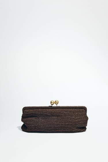 WOVEN CLUTCH - Brown by Zara