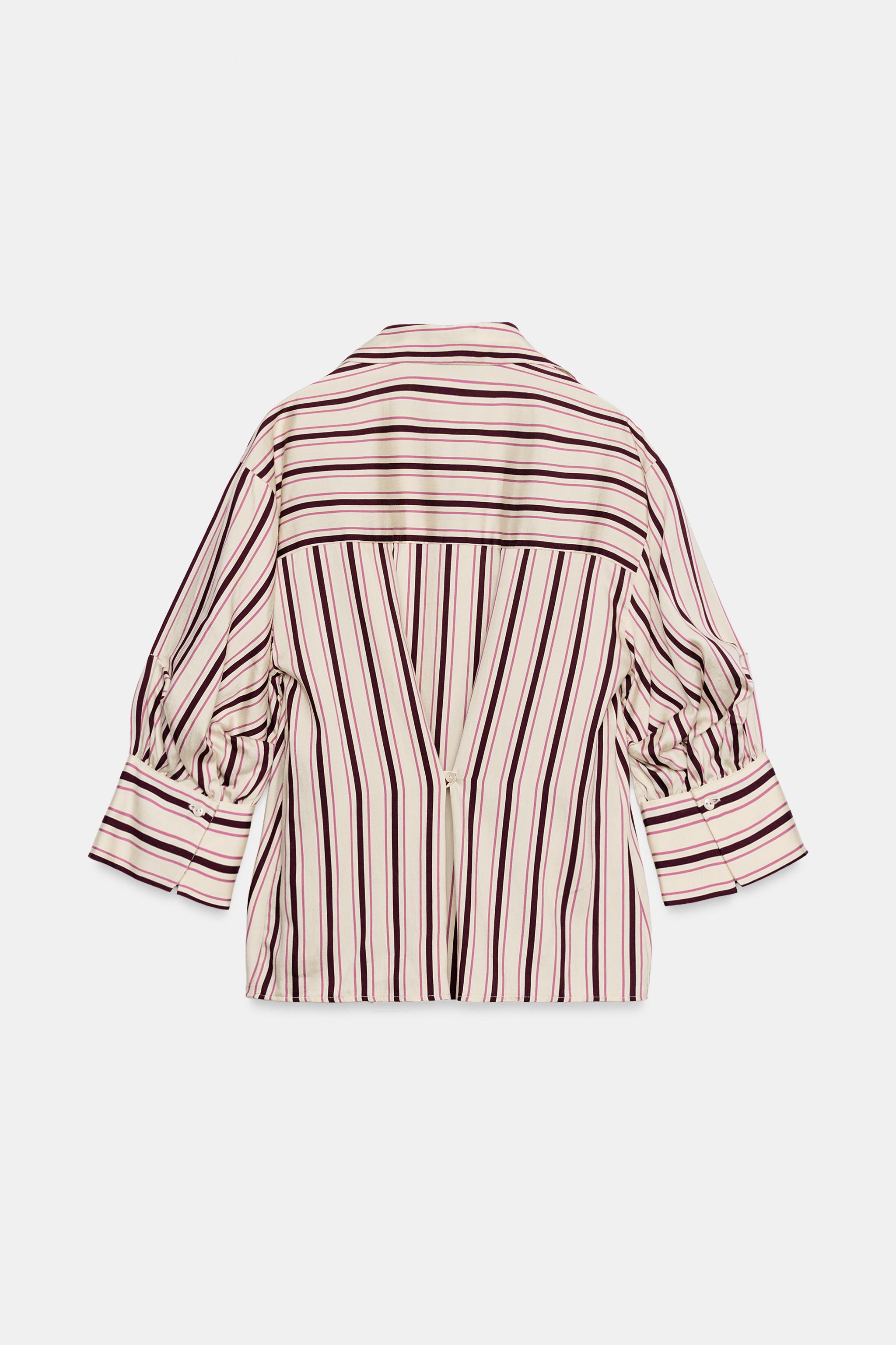 Zara ÇİZGİLİ KOLLARI KIVRILMIŞ GÖMLEK görsel 8