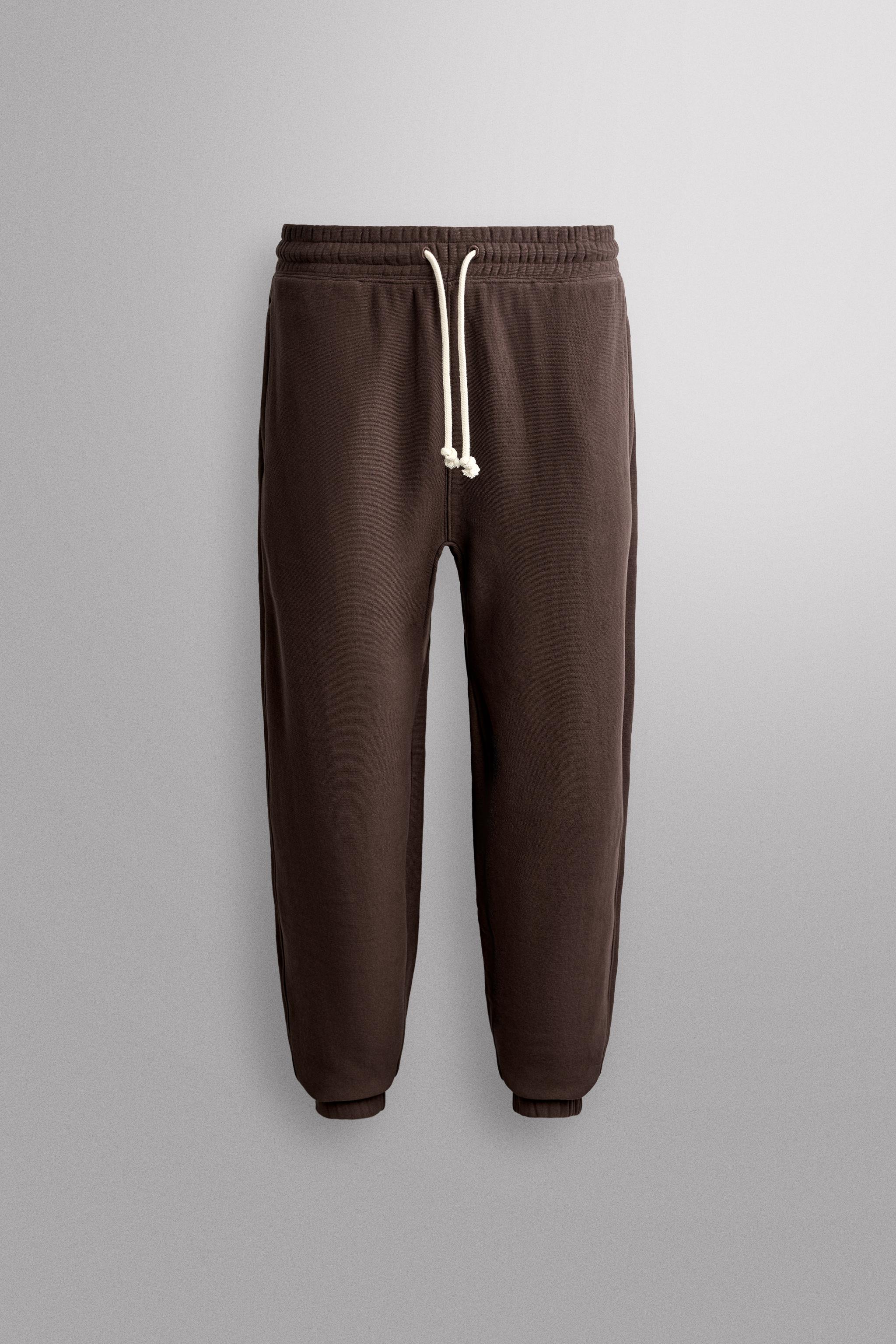 COTTON JOGGER PANTS — Brown