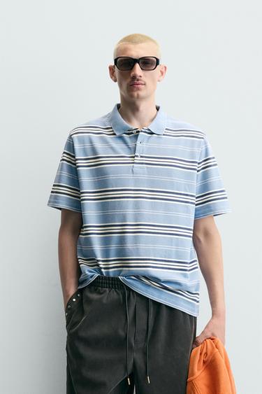BOXY FIT STRIPED POLO SHIRT - Blue/White by Zara