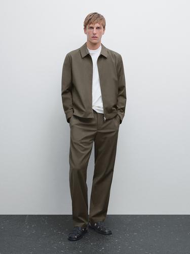Cazadora total look con lana - Khaki oscuro de Zara - Imagen 0