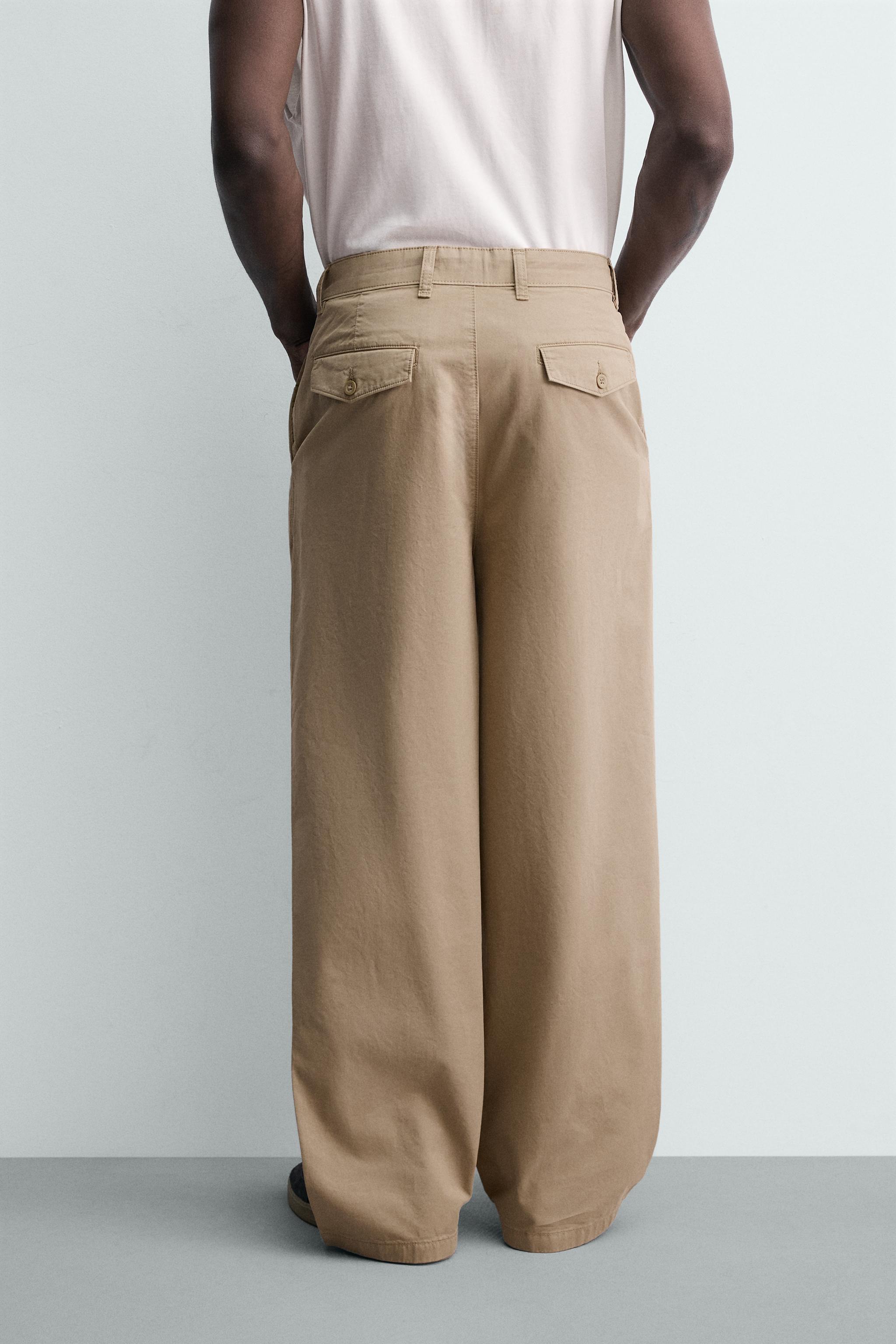PLEATED WIDE FIT CHINO PANTS - Beige | ZARA United States