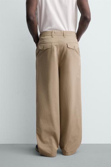 PANTALON CHINO LARGE À PLIS - Beige de Zara - Image 2