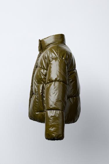 BLOUSON MATELASSÉ FINITION BRILLANTE - Vert olive de Zara - Image 2