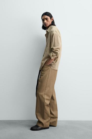 RELAXED FIT CHECK SHIRT - Ecru/Yellow by Zara - Image 3