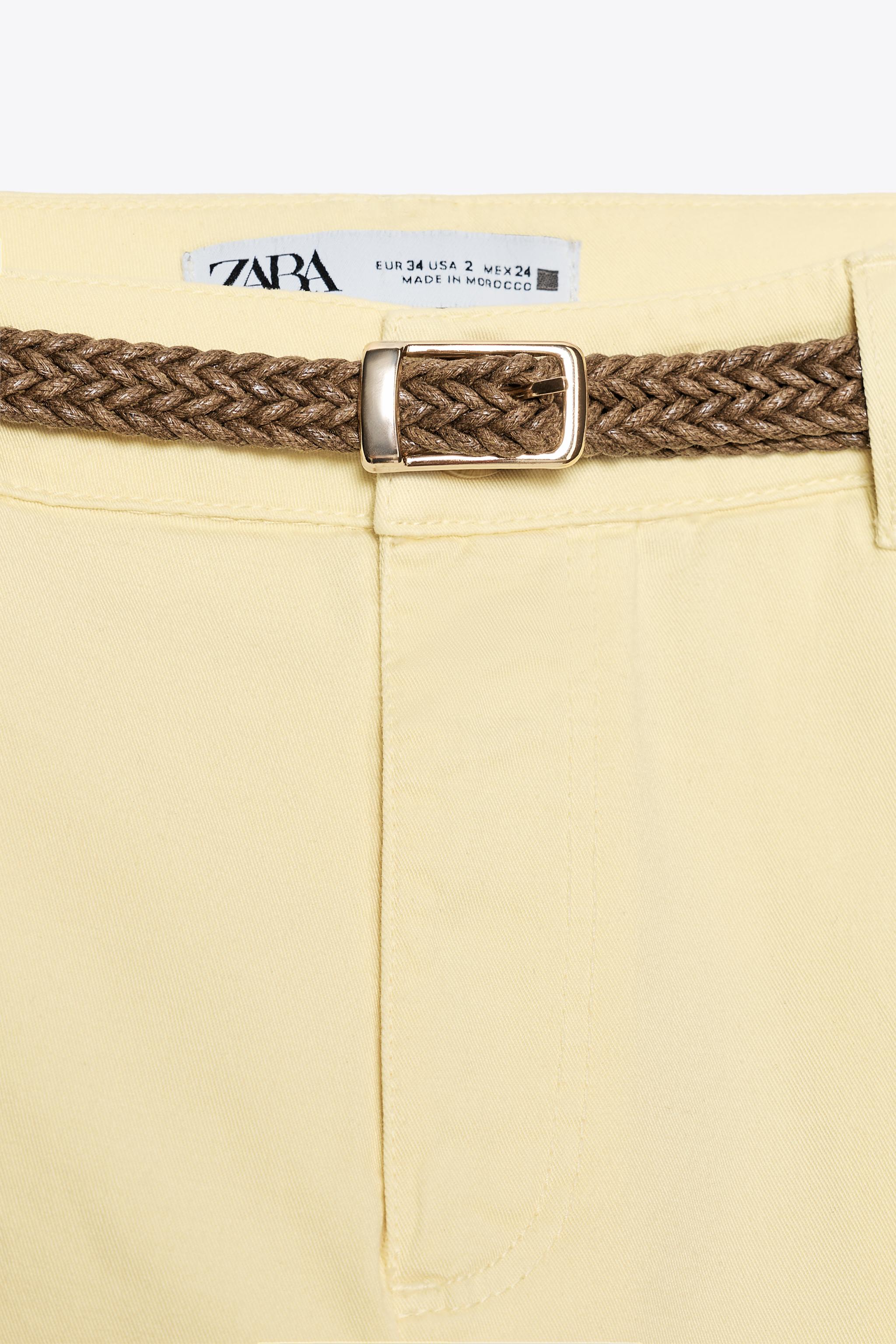BRAIDED BELTED CHINO PANTS - Light camel | ZARA United States