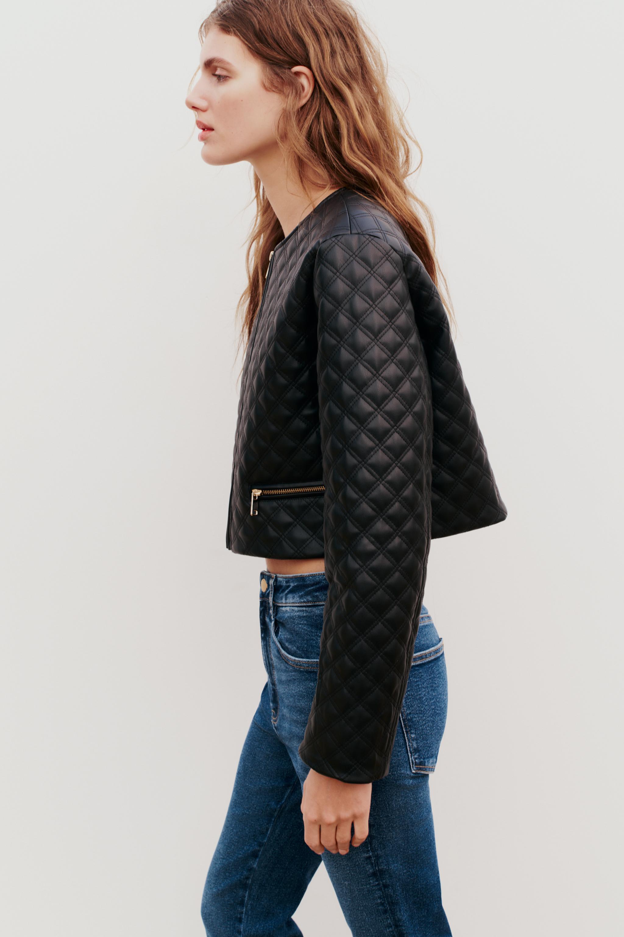 Zara quilted cheap leather jacket