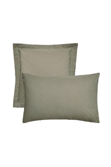STRIPED COTTON PILLOWCASE - Green by Zara