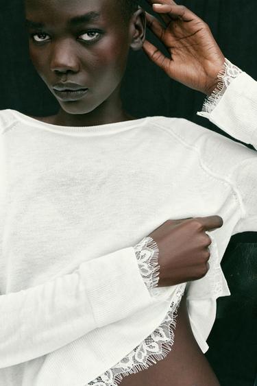 Zaras STICKAD SPETSTRÖJA - Vit