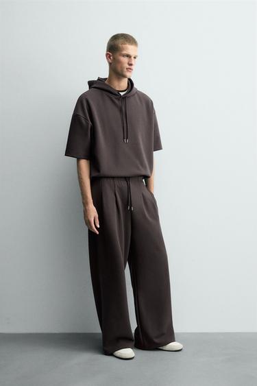 INTERLOCK PLEATED LABEL TROUSERS - Dark brown de Zara - Image 3