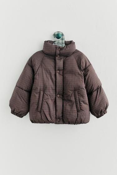 CHECK PUFFER JACKET - Brown by Zara