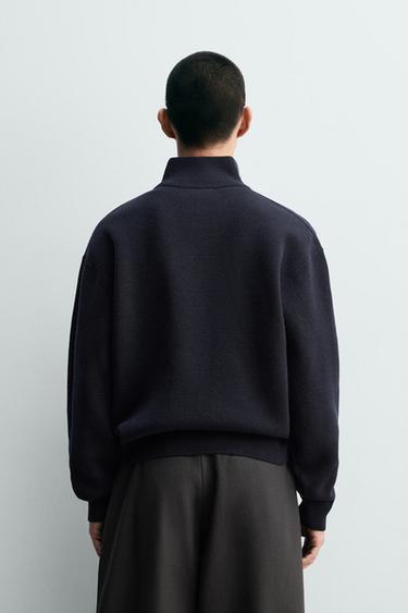 QUARTER-ZIP JUMPER - Dark navy by Zara