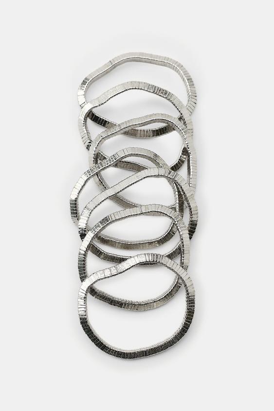METALLIC ELASTICATED BRACELETS - Silver by Zara - Image 0