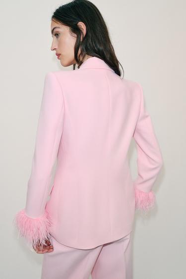 VESTE À ÉPAULETTES ET POIGNETS EN PLUMES - Rose de Zara - Image 5