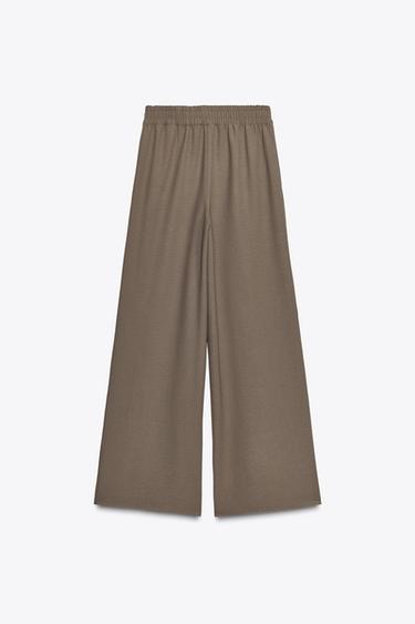 WIDE FLOWING TROUSERS - camel by Zara - Image 4