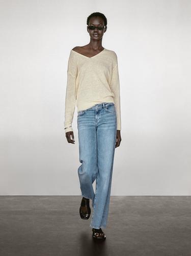 Zara 100% linen long sleeve knit sweater - Yellow