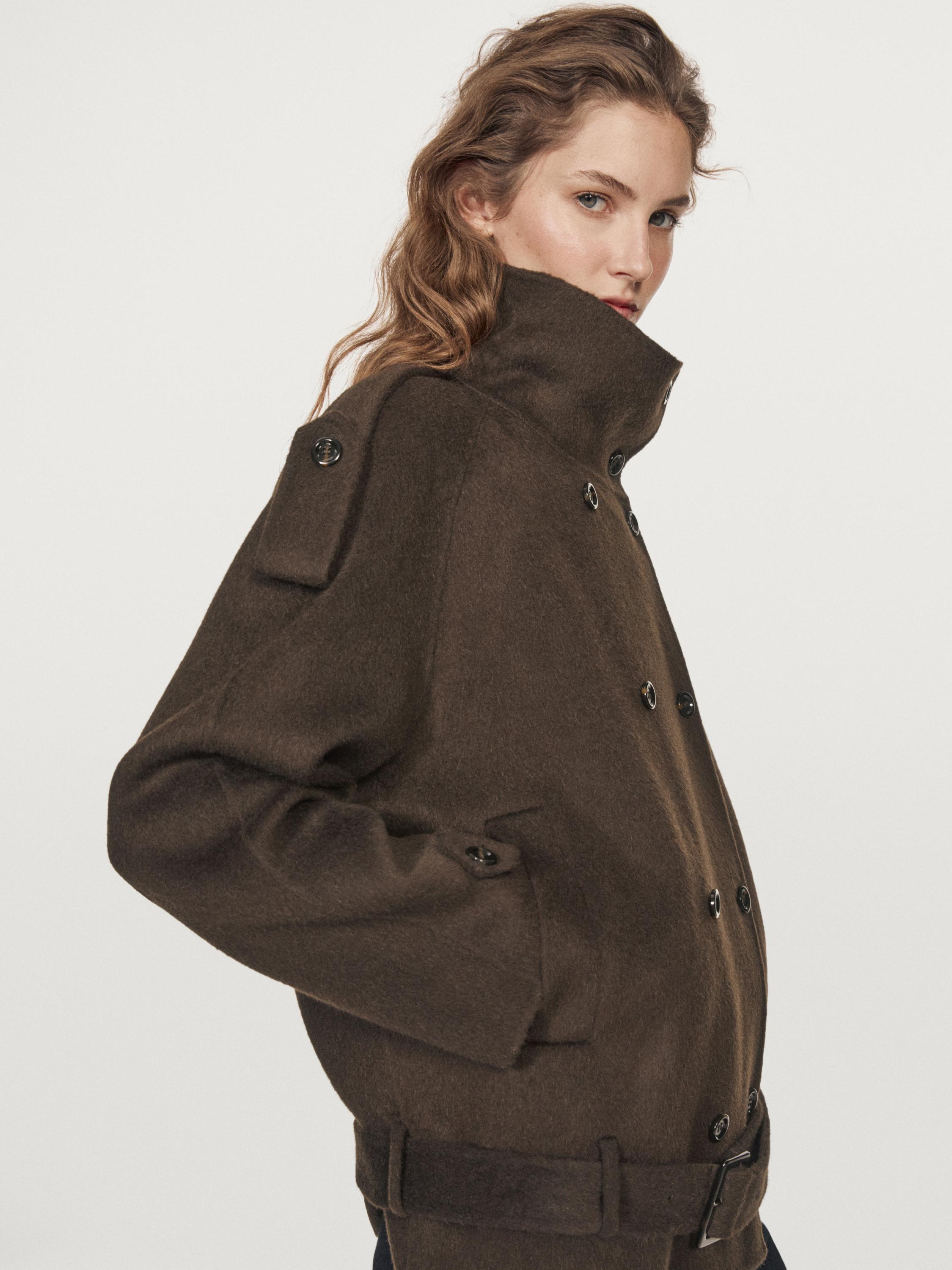 Manteau trench en laine mélangée
