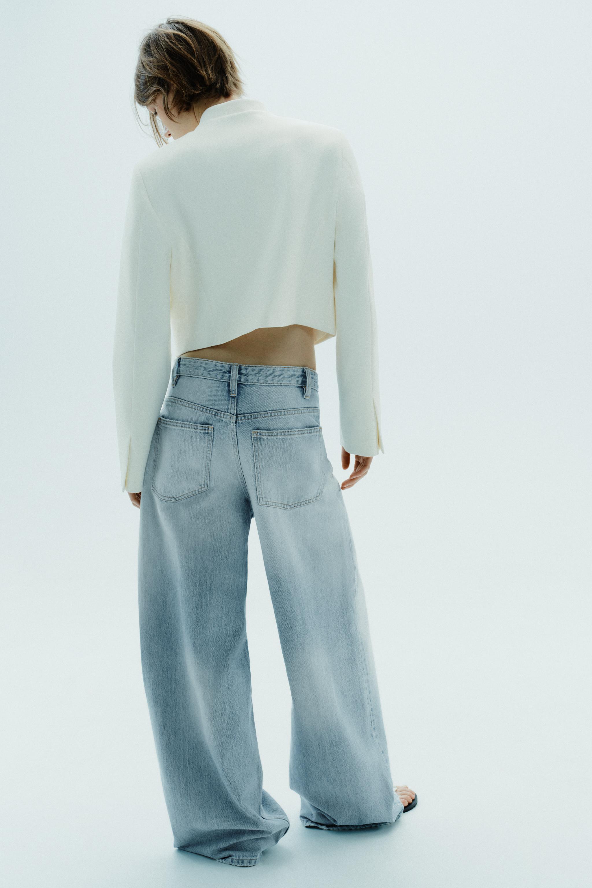 ZARA TRF ワイドレッグ クロスウエスト ジーンズハイウエスト TRF ワイドレッグ クロスウエスト ハイウエストジーンズ
