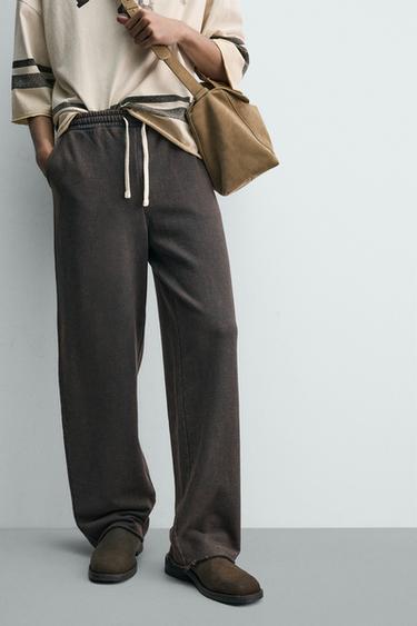 PANTALÓN JOGGER STRAIGHT FIT LAVADO - Gris antracita de Zara