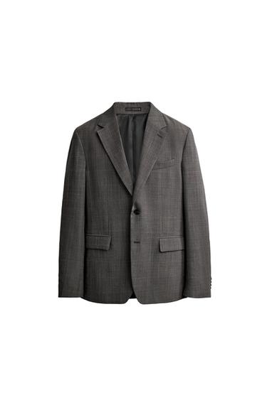 BLAZER TRAJE CUADROS CON LANA - marrón vigoré de Zara