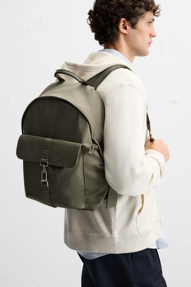 Zara CLASP TECHNICAL BACKPACK - Khaki Green - Image 0