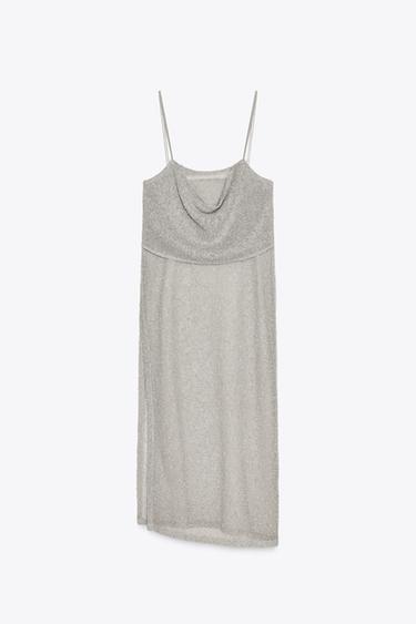 TOP LONG EN MAILLE AJOURÉE - Gris clair de Zara - Image 5