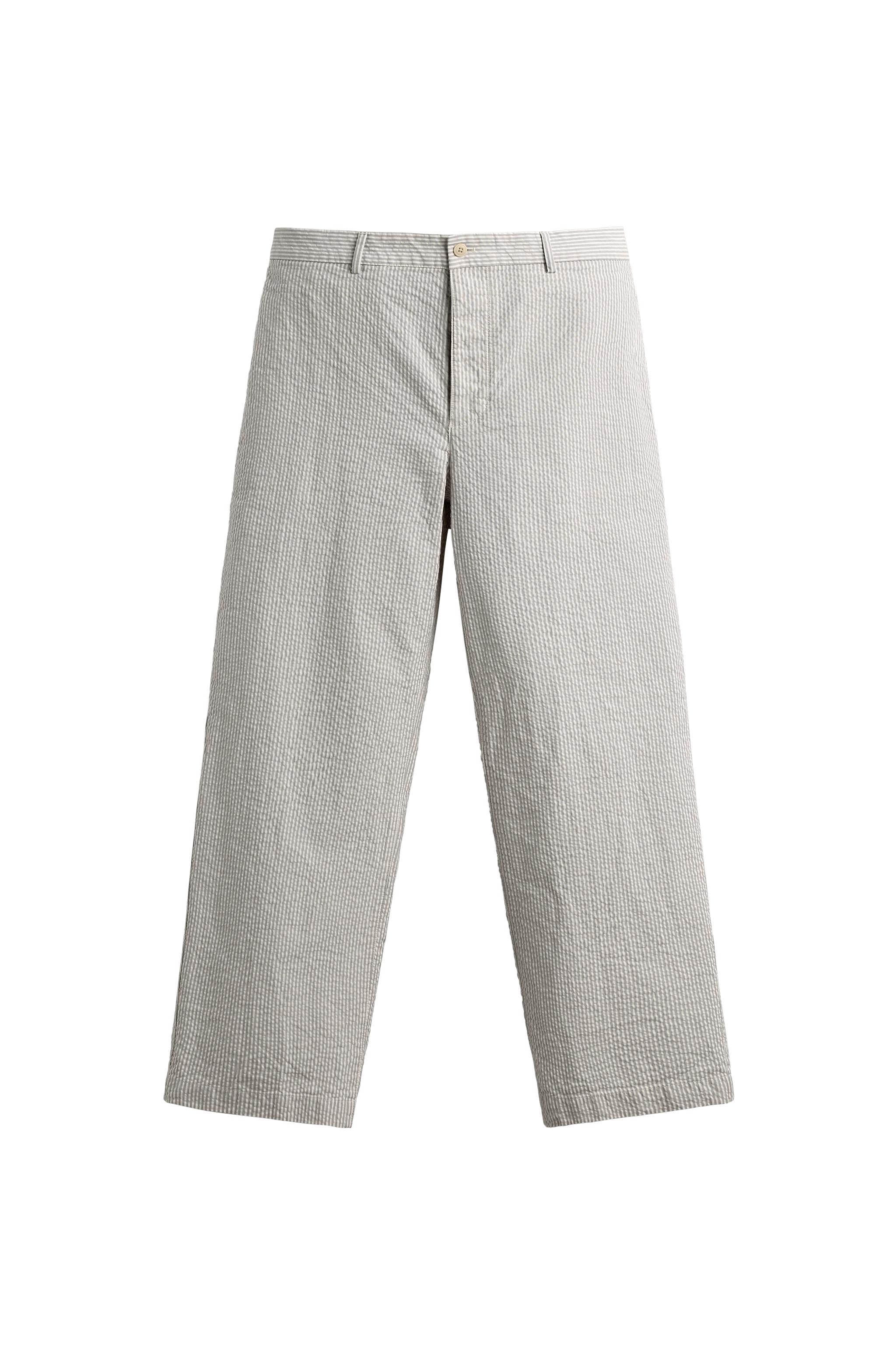 SEERSUCKER STRAIGHT FIT PANTS - striped | ZARA Canada
