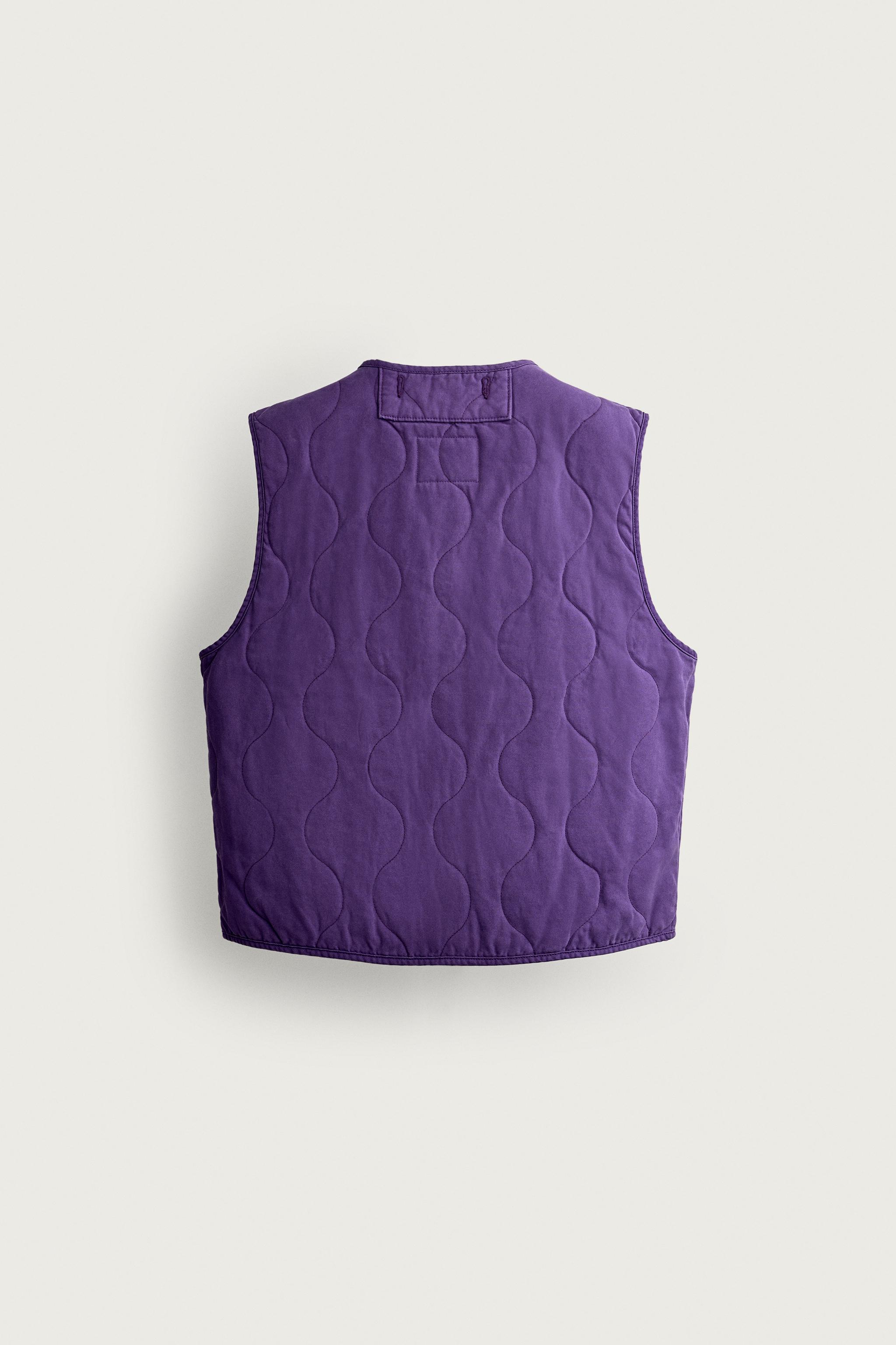 WASHED TOPSTITCHED VEST — Purple