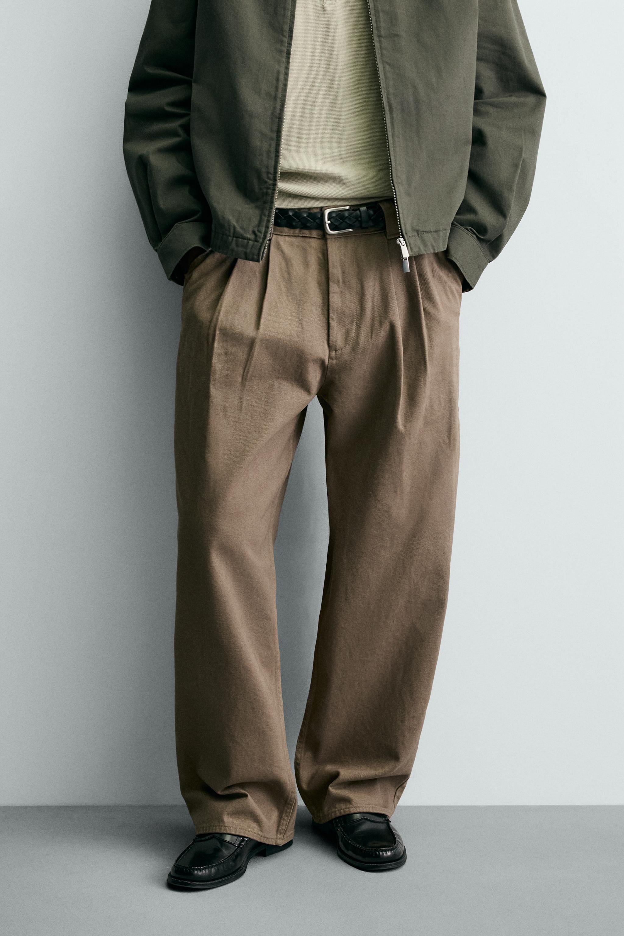 PLEATED BAGGY FIT CHINO PANTS