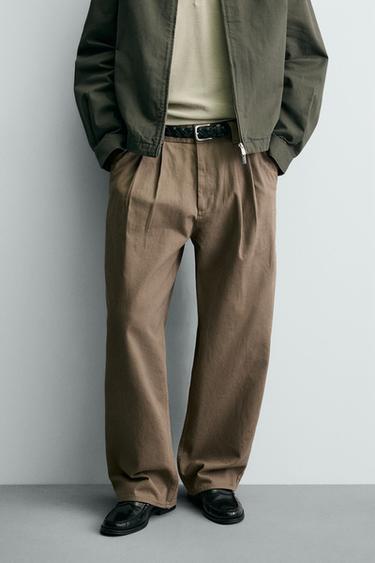 Zaras CHINOS MED VECK OCH BAGGY PASSFORM - Beige