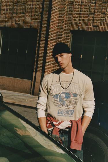 Zara NFL NEW YORK GIANTS WASHED T-SHIRT - Gray marl