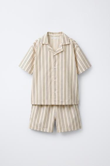 6-14 YEARS / STRIPED SHIRT PYJAMAS - camel by Zara