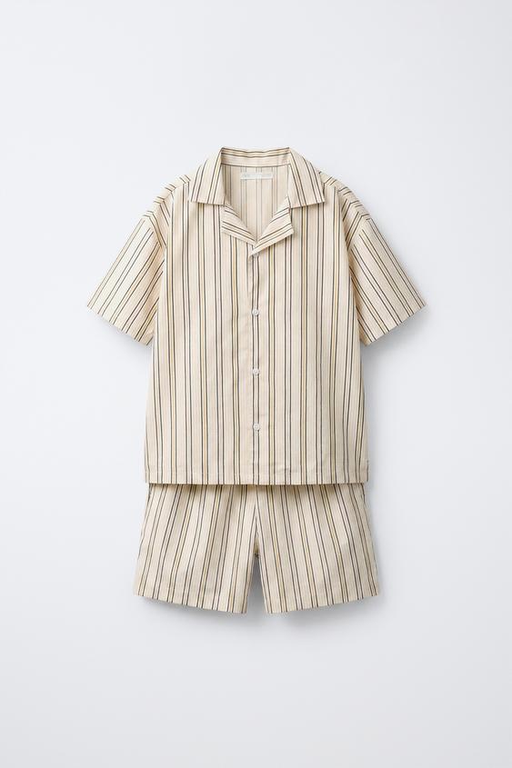 6-14 ЛЕТ/ПИЖАМА-РУБАШКА В ПОЛОСКУ — РЫЖЕВАТО-КОРИЧНЕВЫЙ от Zara — изображение 0