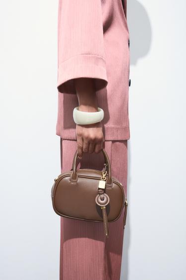 MINI SAC SURPIQÛRE - Marron foncé de Zara - Image 1
