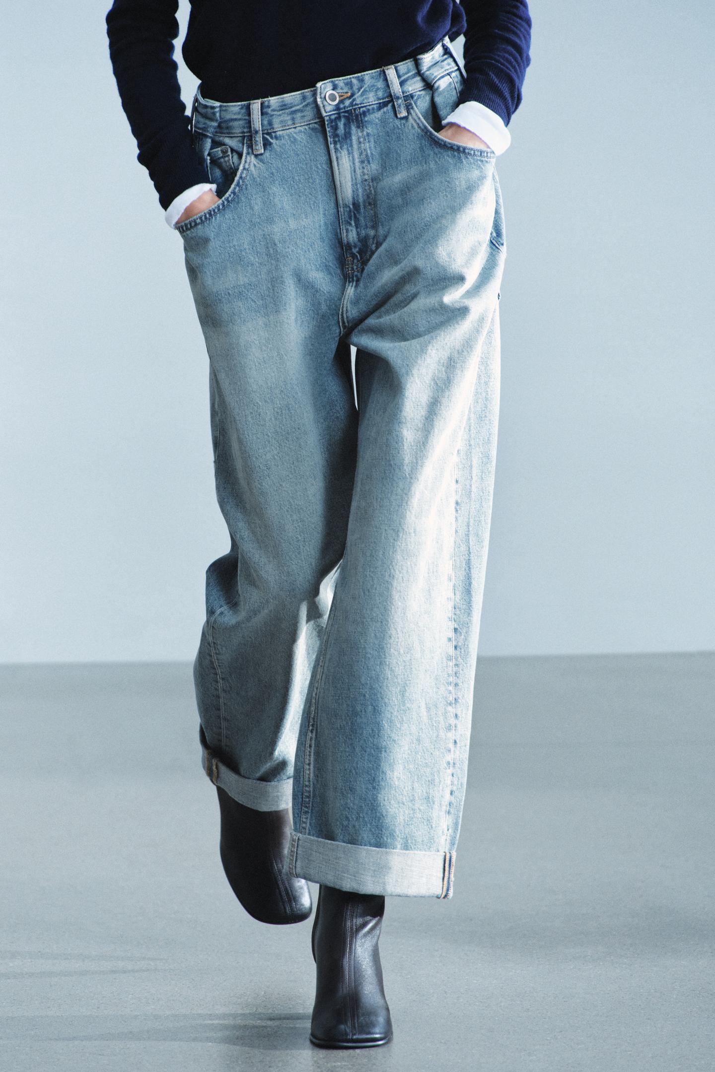 Женские джинсы Zara ZW Collection High-Rise Baggy-Fit, цвет: Синий — фото 2