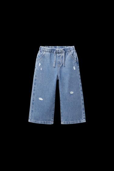 Zara FLUID RIPPED WIDE LEG JEANS - Mid-blue - Image 0