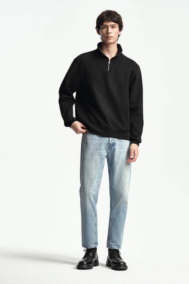 Zara 基本款拉鍊領運動衫 - 黑色